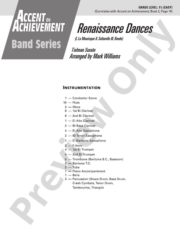 Renaissance Dances - Concert Band Conductor Score & Parts (Digital Download)