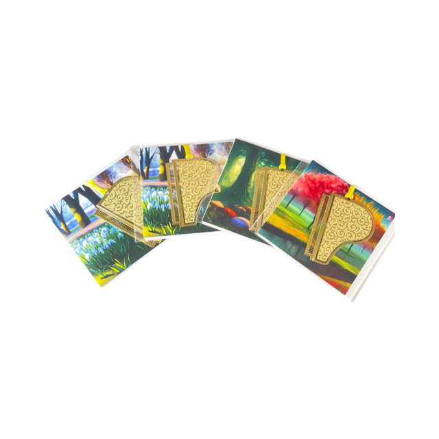 Metal Grand Piano Bookmark and Gift Card with Various Designs