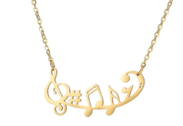 Gold Necklace with a Treble and Bass Clef