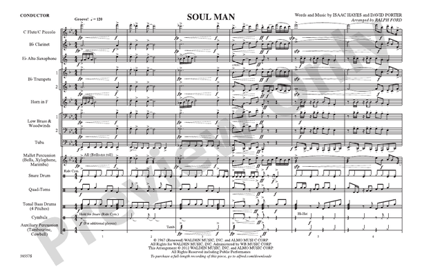 Soul Man – Marching Band Conductor Score & Parts (Digital Download)