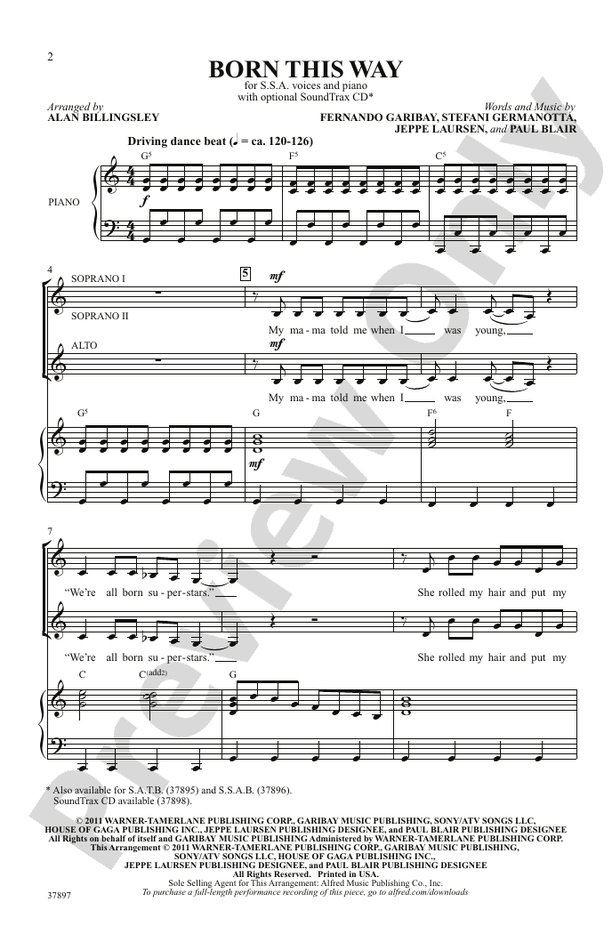 Born This Way – SSA Choral Octavo (Digital Download)