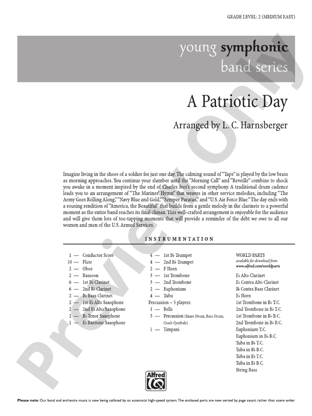 A Patriotic Day - Concert Band Conductor Score & Parts (Digital Download)