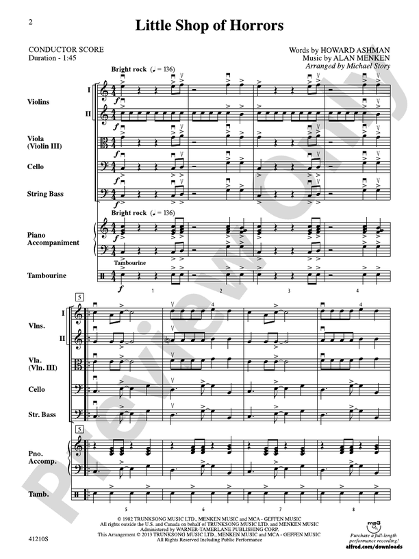Little Shop of Horrors - String Orchestra Conductor Score & Parts (Digital Download)