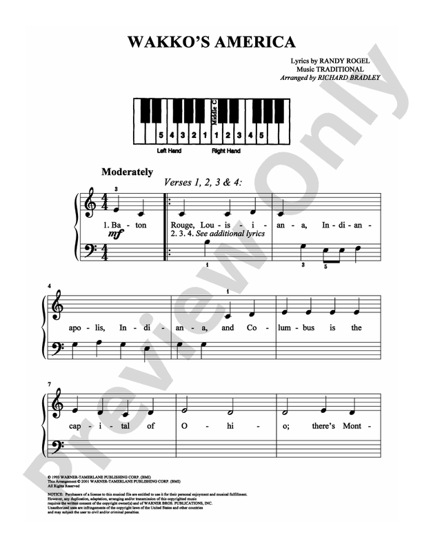 Wakko's America - Arr. Richard Bradley - Easy Piano (Digital Download)