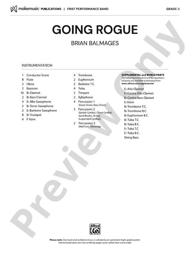 Going Rogue – Concert Band Conductor Score & Parts (Digital Download)
