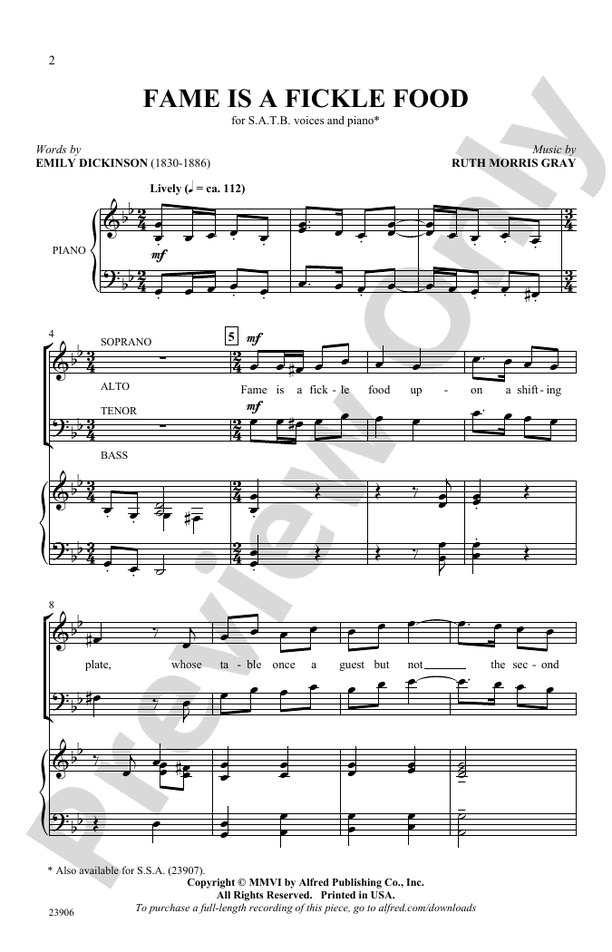 Fame Is a Fickle Food – SATB Choral Octavo (Digital Download)