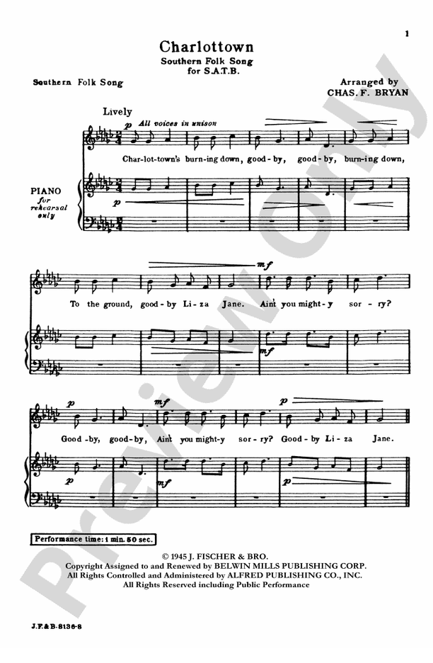 Charlottown – SATB, a cappella Choral Octavo (Digital Download)