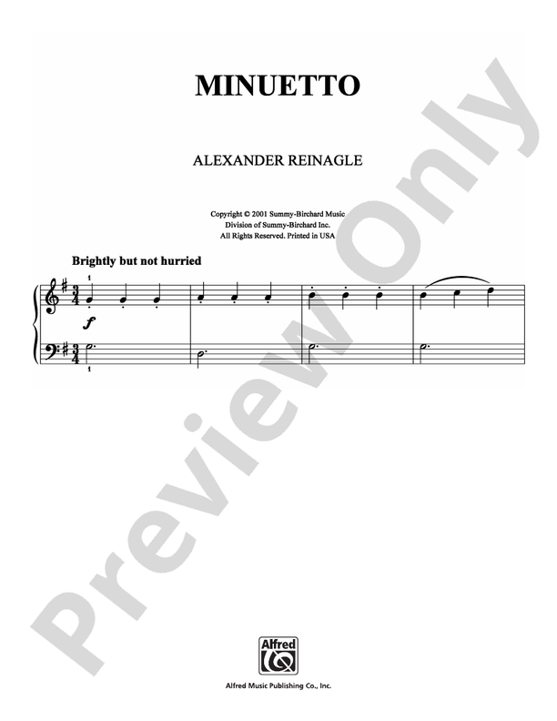 Reinagle - Minuetto - Easy Piano (Digital Download)