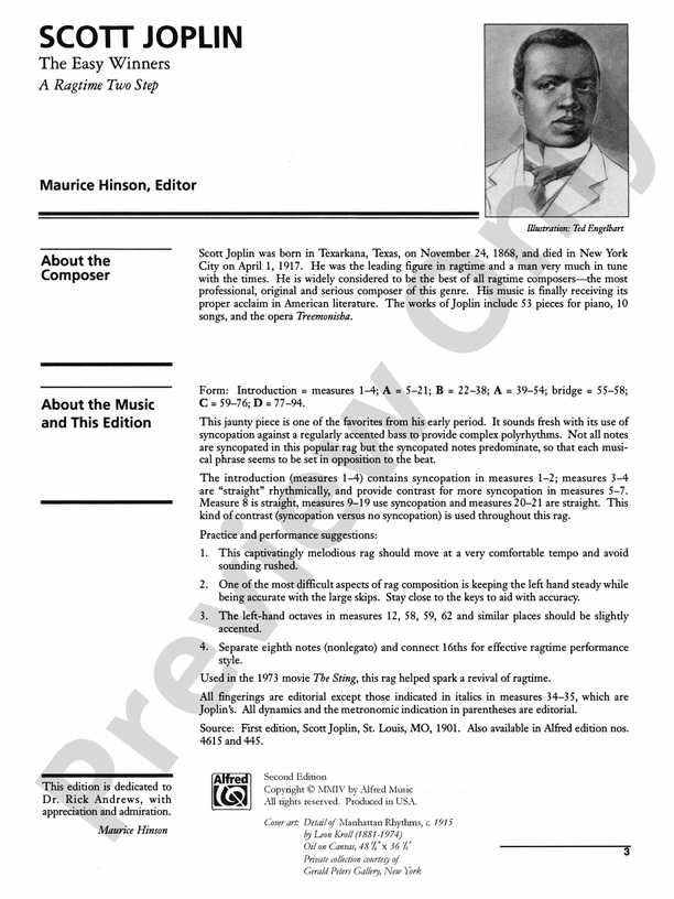 Joplin - The Easy Winners - Piano Solo - Piano (Digital Download)