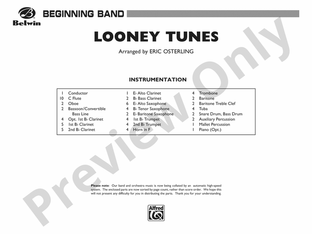 Looney Tunes - Concert Band Conductor Score & Parts (Digital Download)