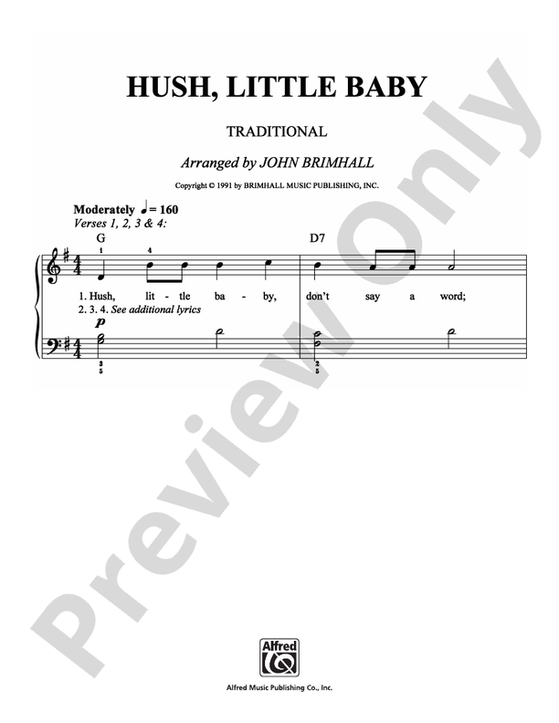 Hush, Little Baby - Arr. John Brimhall - Easy Piano (Digital Download)