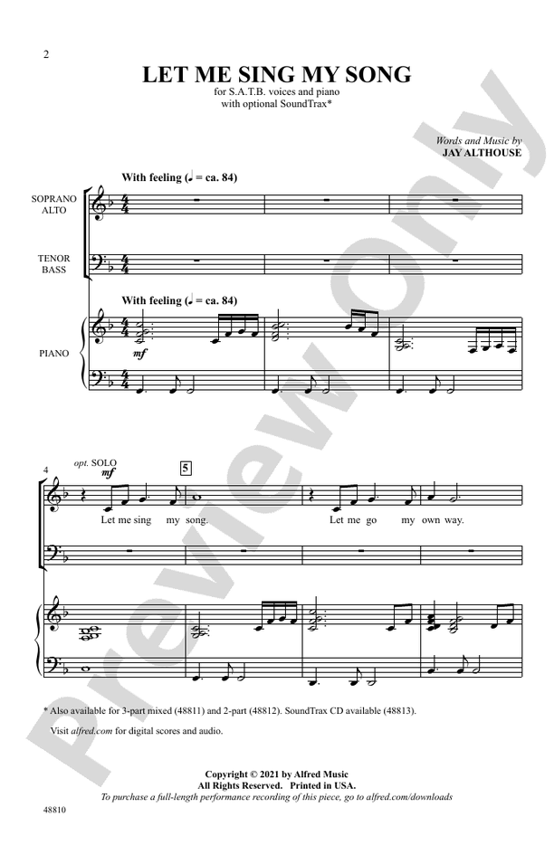 Let Me Sing My Song – SATB Choral Octavo (Digital Download)