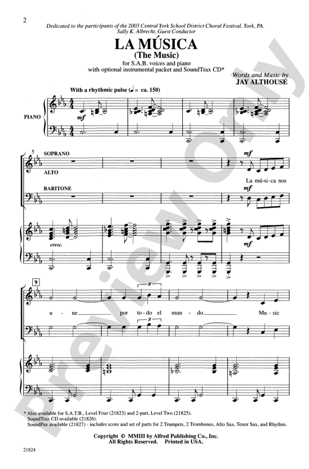 La Musica (The Music) – SAB Choral Octavo (Digital Download)