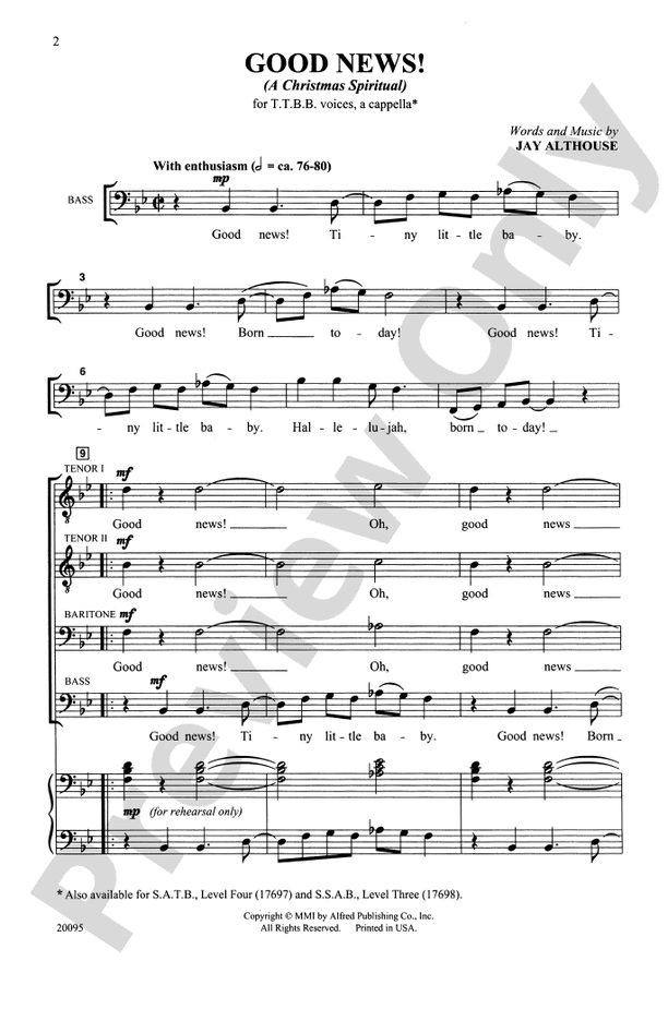 Good News! (A Christmas Spiritual) – TTBB, a cappella Choral Octavo (Digital Download)