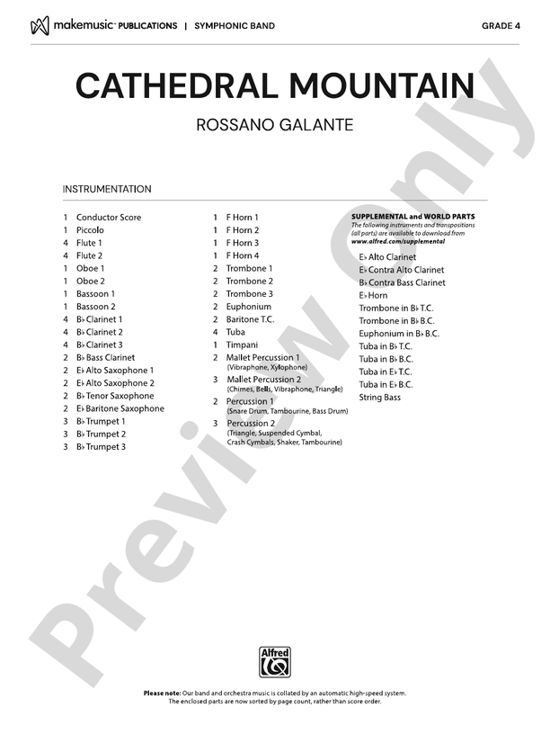 Cathedral Mountain - Concert Band Conductor Score & Parts(Digital Download)