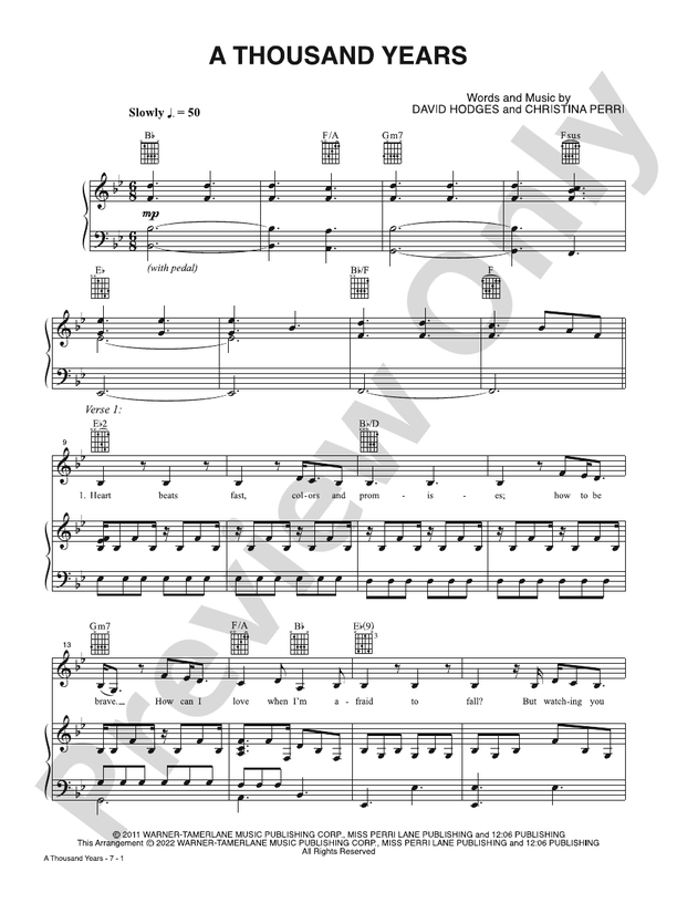 A Thousand Years (From The Twilight Saga: Breaking Dawn - Part 1) - PVG (Digital Download)