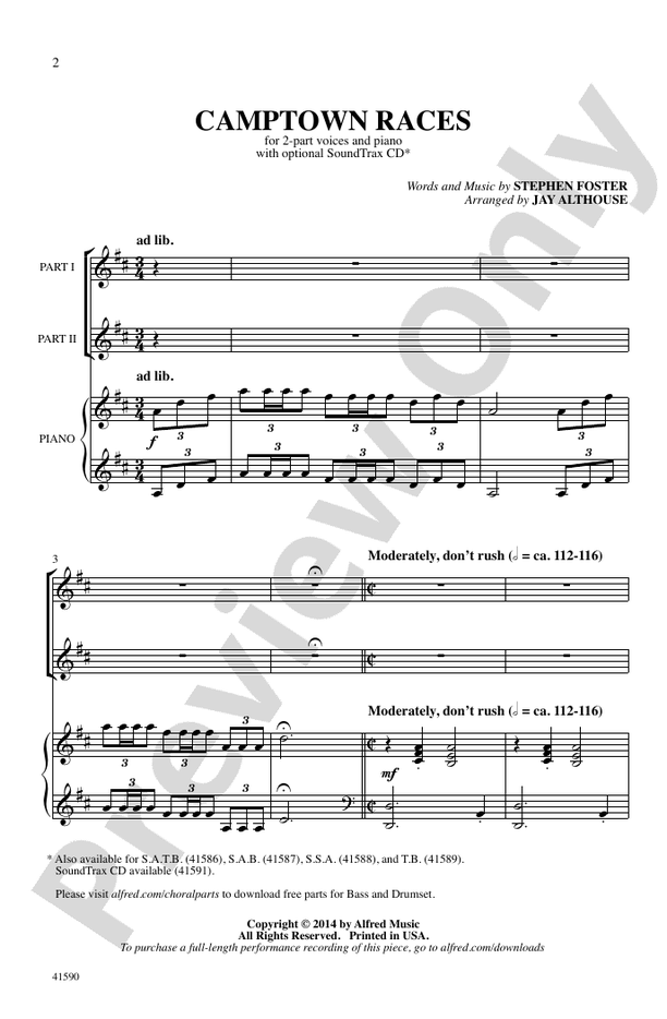 Camptown Races – 2-Part Choral Octavo (Digital Download)
