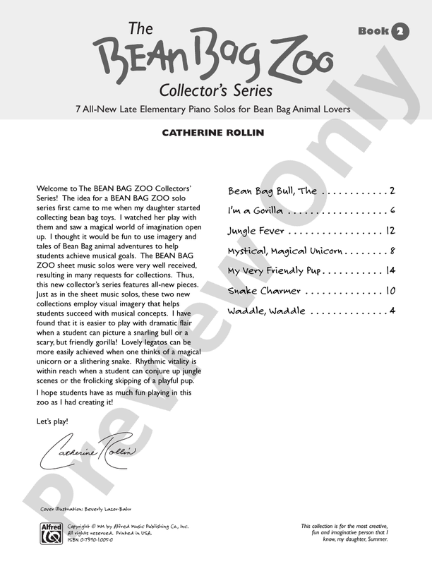 The Bean Bag Zoo Collector's Series, Book 2 - Piano (Digital Download)