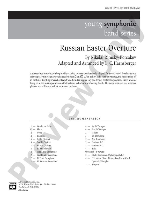 Russian Easter Overture - Concert Band Conductor Score & Parts (Digital Download)