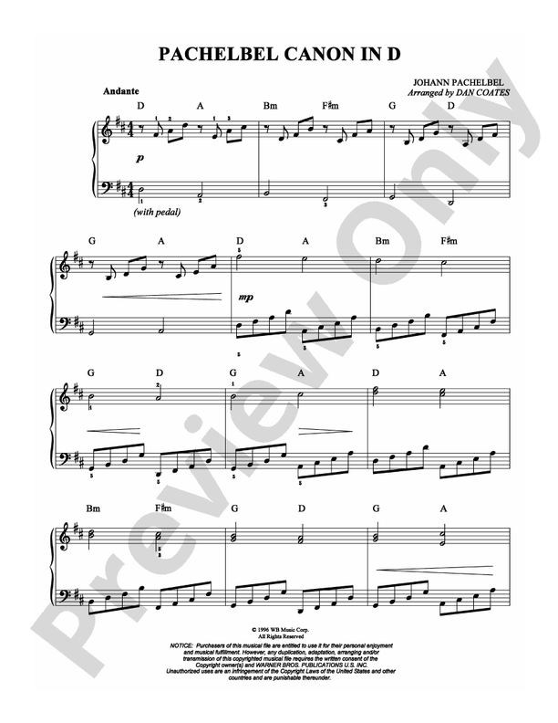 Pachelbel - Canon in D (Arr. Dan Coates) - Easy Piano (Digital Download)