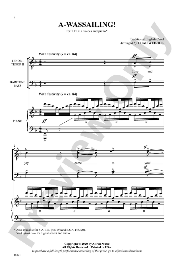 A-Wassailing! - TTBB Choral Octavo (Digital Download)