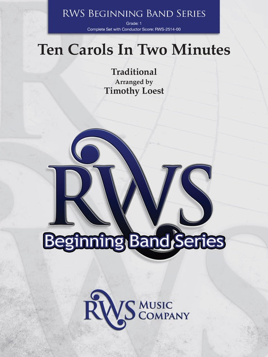 Ten Carols In Two Minutes - Concert Band Conductor Score & Parts(Digital Download)
