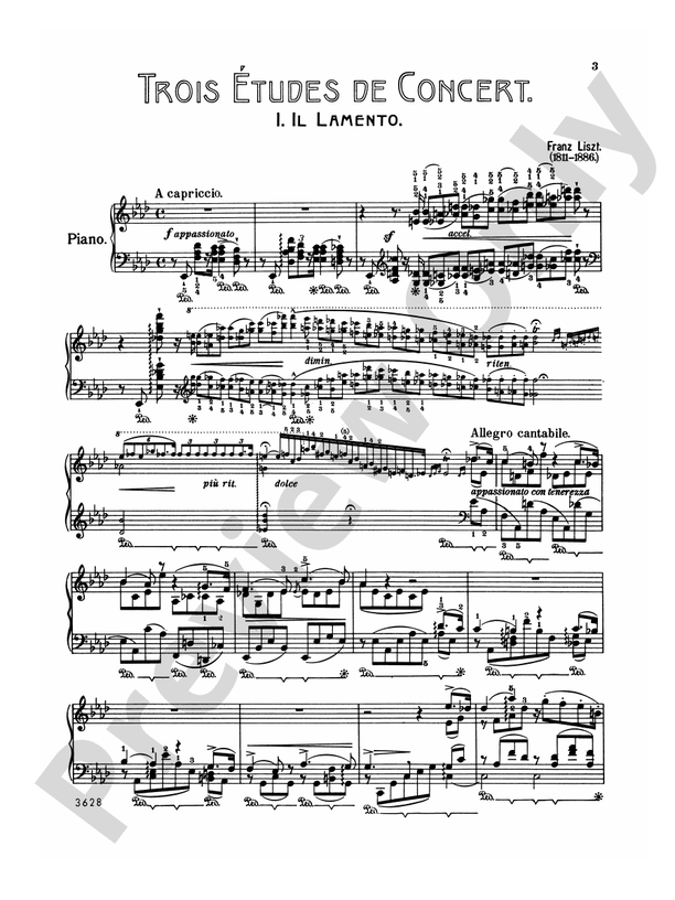 Liszt - Trois Etudes de Concert - Piano Solo (Digital Download)