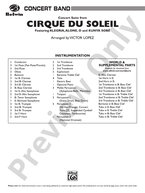 Cirque du Soleil - Concert Band Conductor Score & Parts (Digital Download)