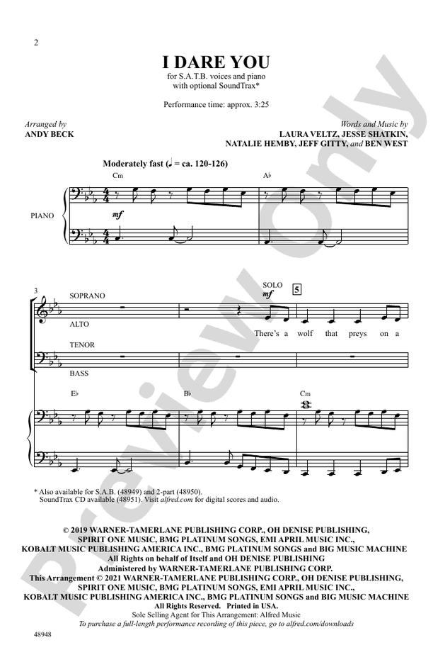 I Dare You – SATB Choral Octavo (Digital Download)