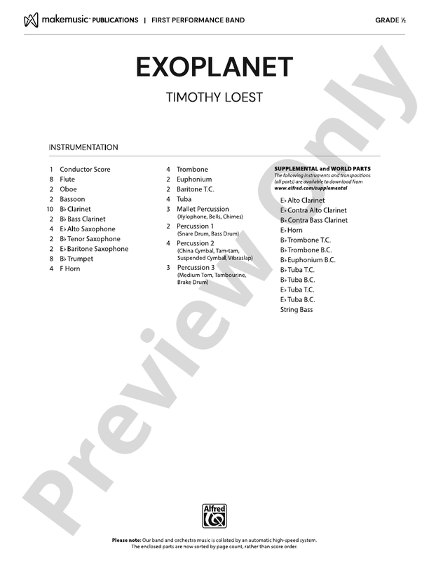Exoplanet – Concert Band Conductor Score & Parts (Digital Download)