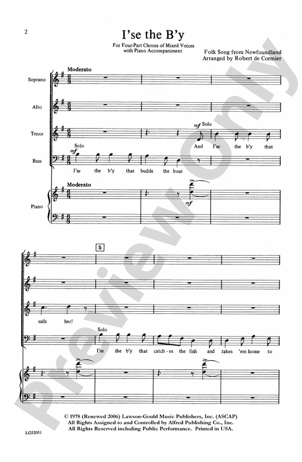 I'se the B'y – SATB Choral Octavo - Digital Sheet Music Download (Digital Download)