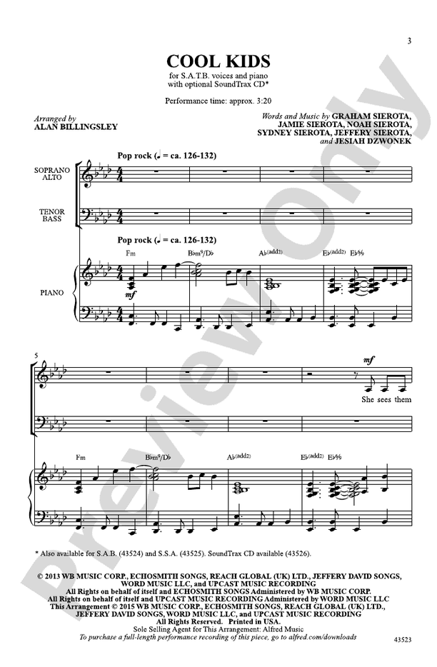 Cool Kids – SATB Choral Octavo (Digital Download)
