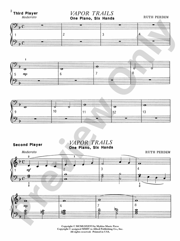 Vapor Trails - 1 Piano, 6 Hands (Digital Download)