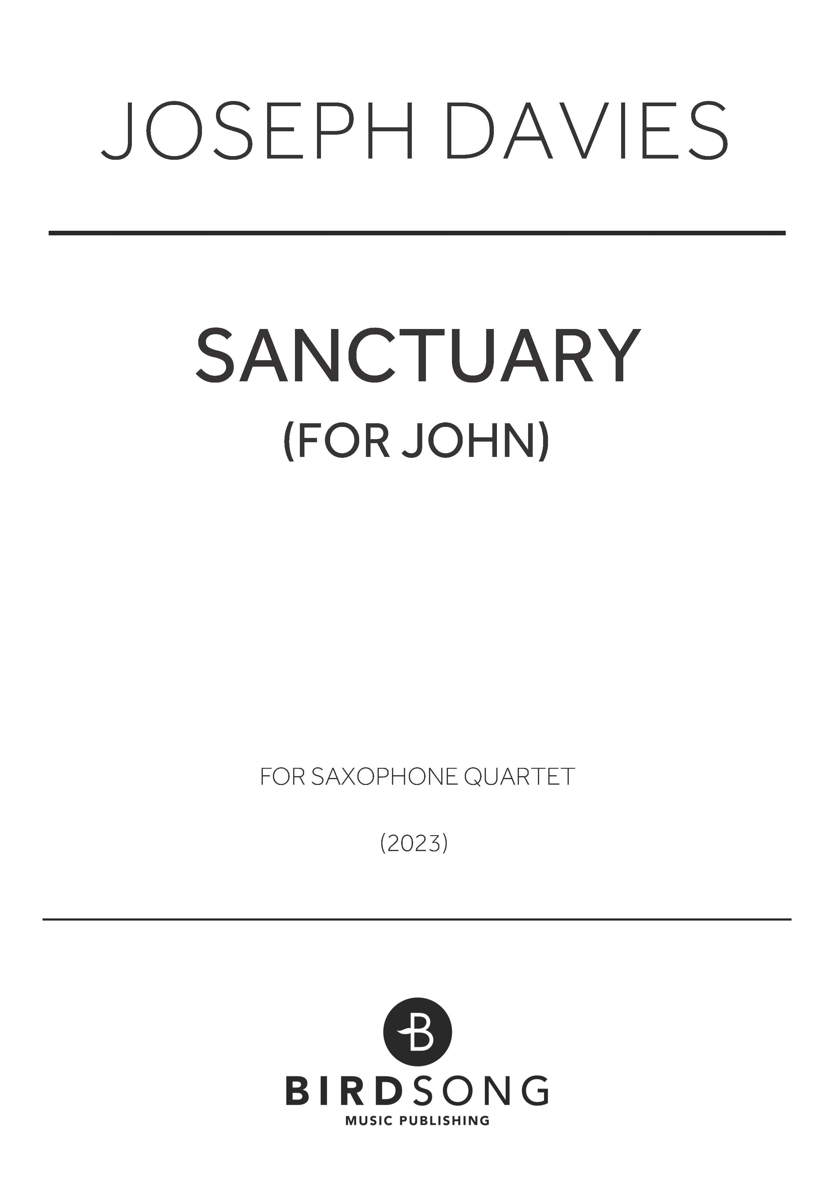 Sanctuary (for John) - Saxophone Quartet (Digital Download)