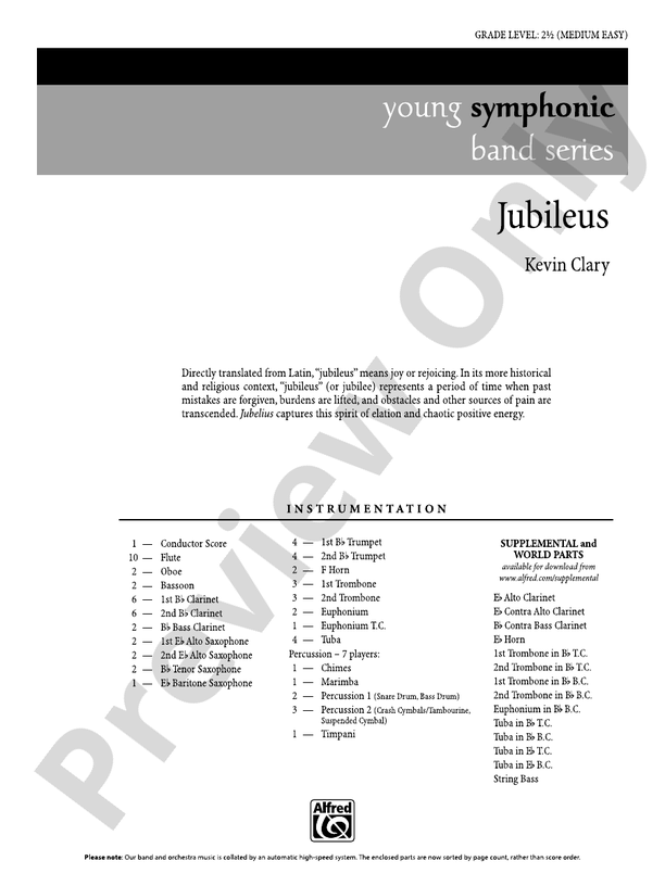 Jubileus - Concert Band Conductor Score & Parts (Digital Download)
