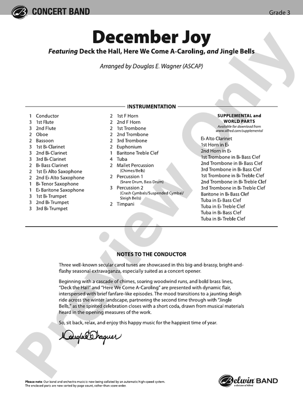 December Joy - Concert Band Conductor Score & Parts (Digital Download)