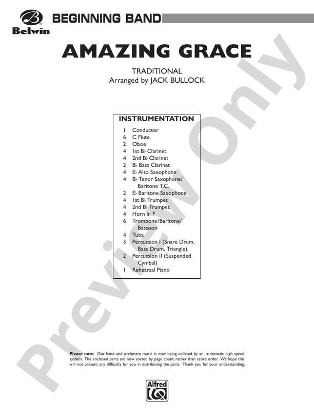 Amazing Grace - DSM-PK-0002015 - Concert Band Conductor Score & Parts (Digital Download)
