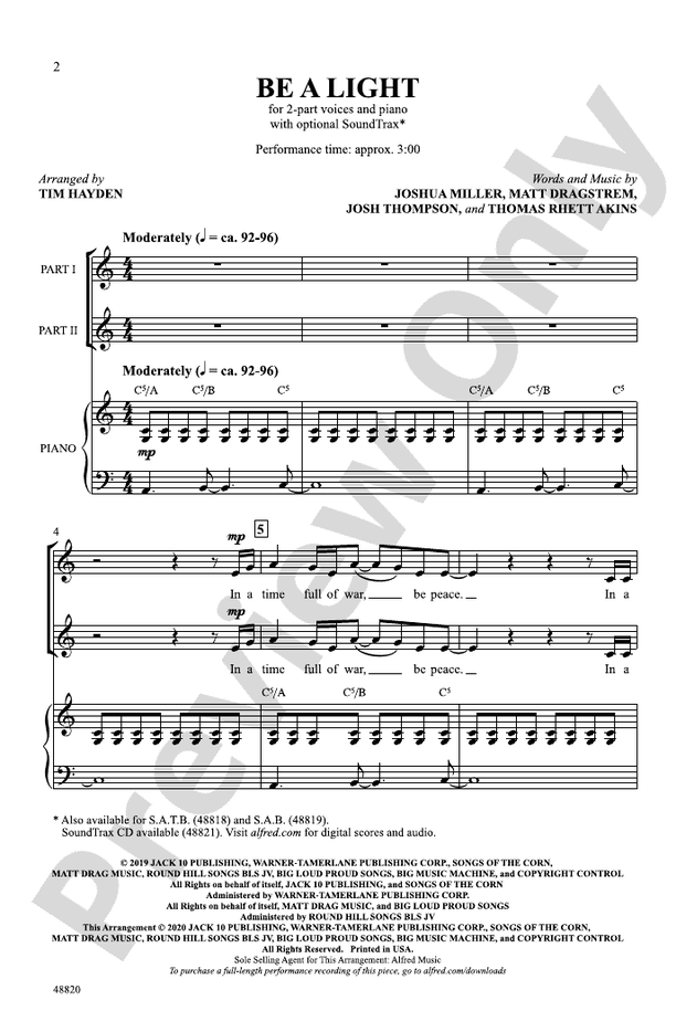 Be a Light – 2-Part Choral Octavo (Digital Download)