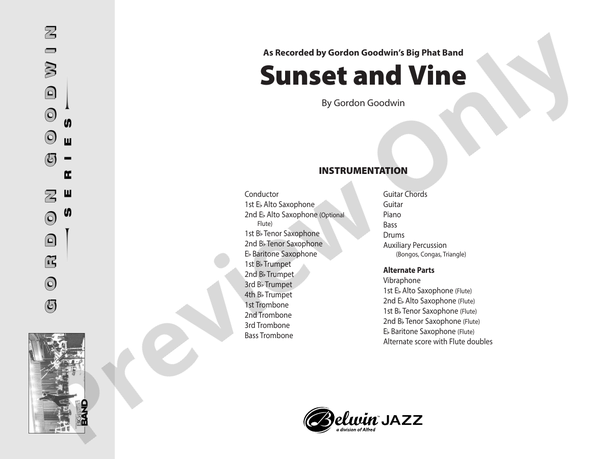 Sunset and Vine – Jazz Ensemble Conductor Score & Parts (Digital Download)