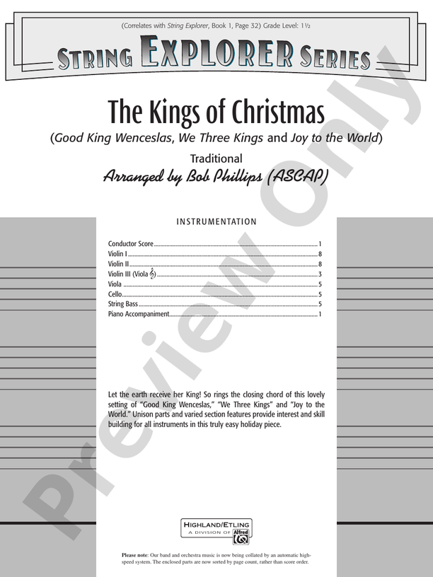 The Kings of Christmas – String Orchestra Conductor Score & Parts (Digital Download)