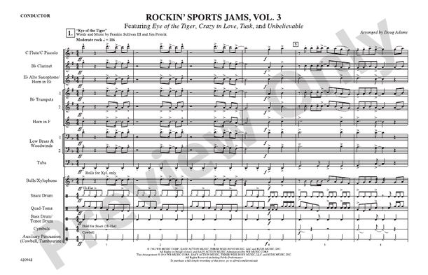 Rockin' Sports Jams, Vol. 3 – Marching Band Conductor Score & Parts (Digital Download)