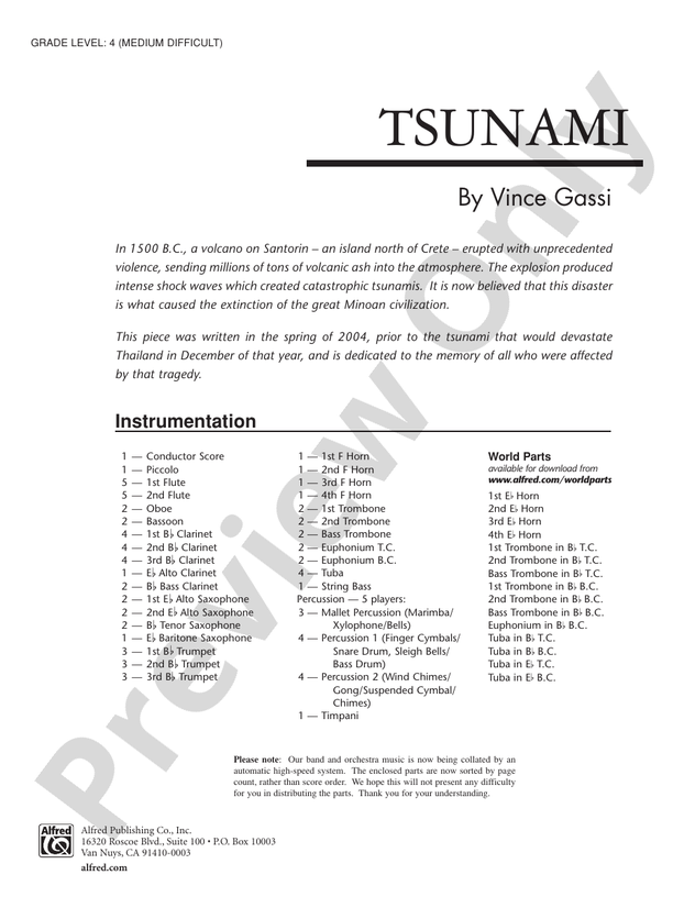 Tsunami - Concert Band Conductor Score & Parts (Digital Download)