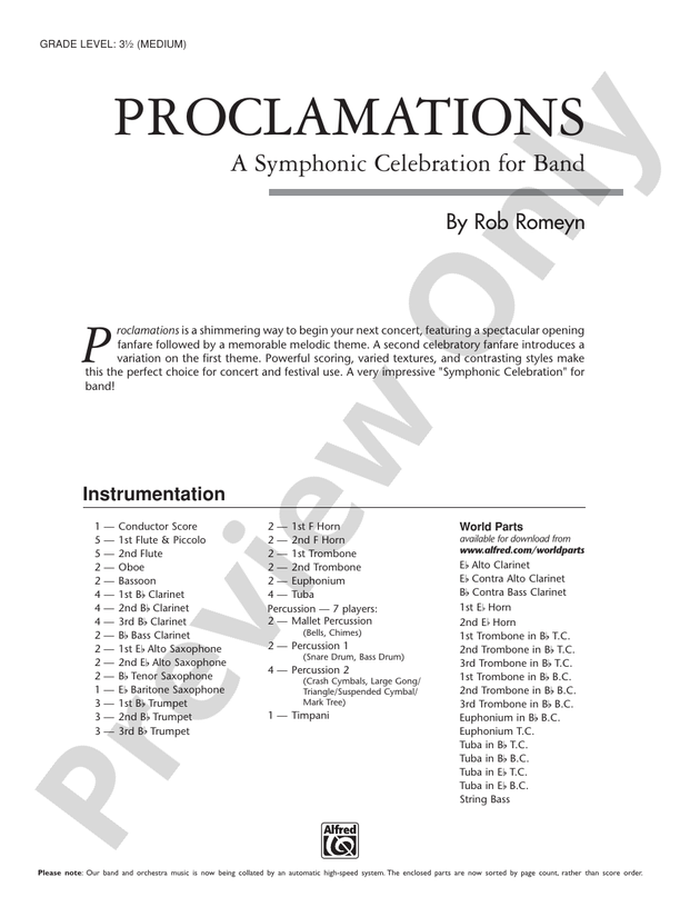 Proclamations - Concert Band Conductor Score & Parts (Digital Download)