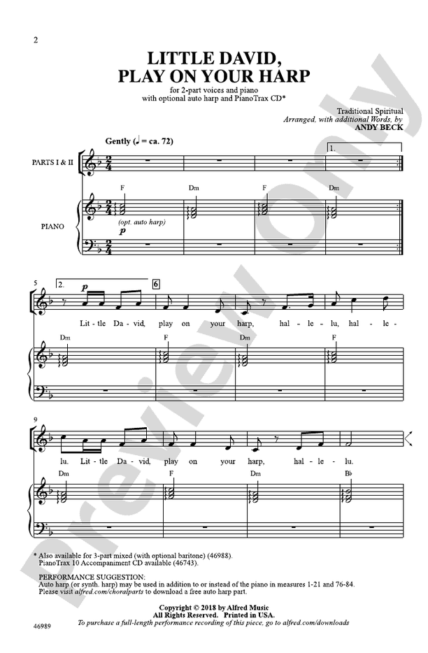 Little David, Play on Your Harp – 2-Part Choral Octavo (Digital Download)