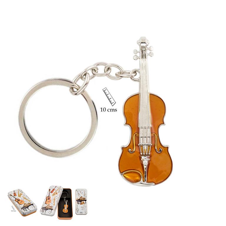 Metal Soft Enamel Violin Keyring in Gift Tin