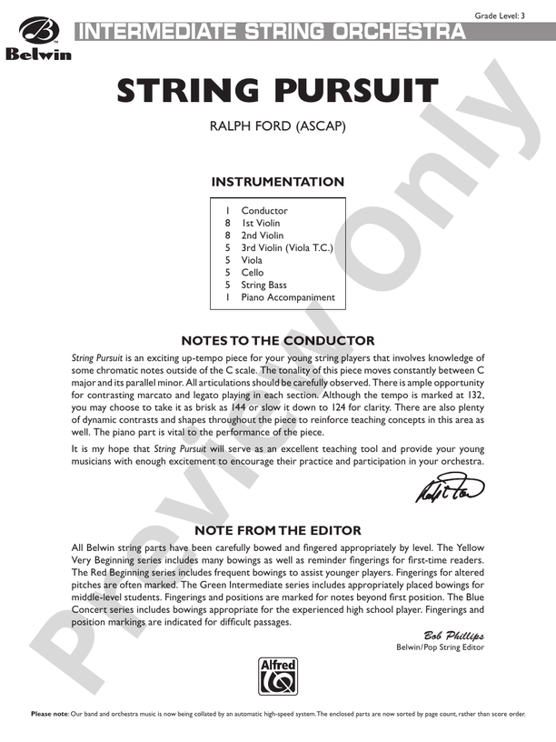 String Pursuit – String Orchestra Conductor Score & Parts (Digital Download)
