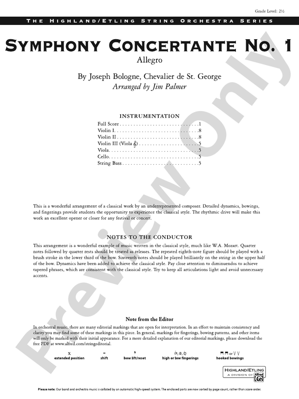 Symphony Concertante No. 1 – String Orchestra Conductor Score & Parts