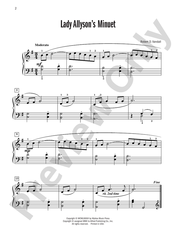 Lady Allyson's Minuet - Piano (Digital Download)