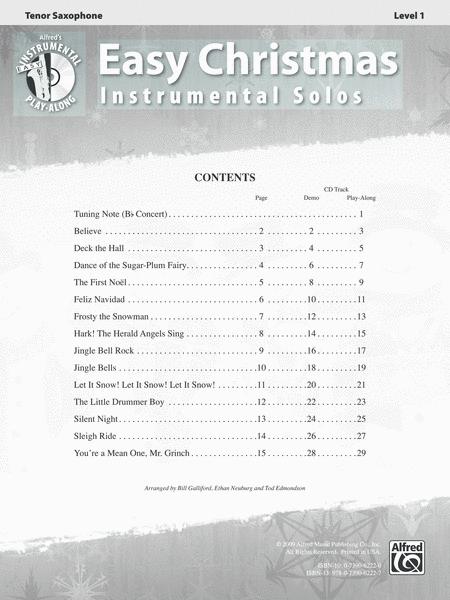 Easy Christmas Instrumental Solos Tenor SaxBook/CD