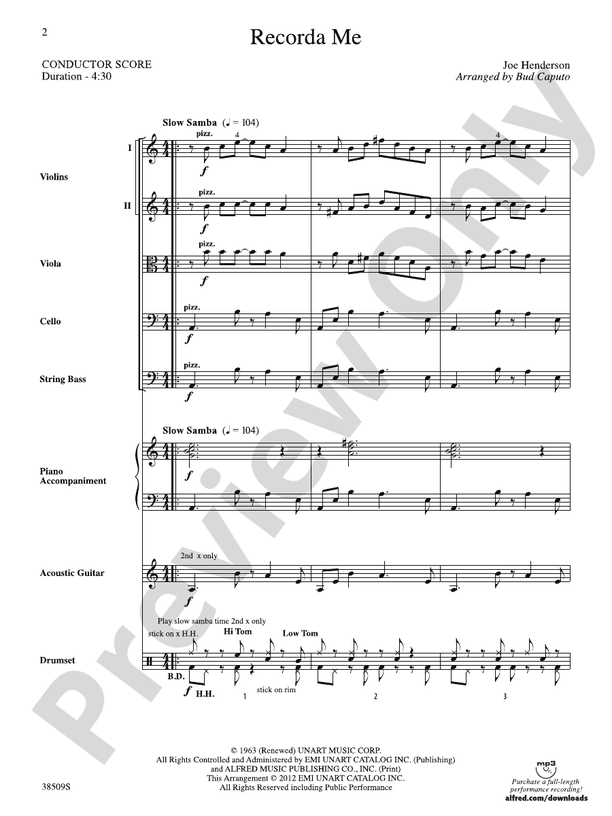 Recorda Me - String Orchestra Conductor Score & Parts (Digital Download)